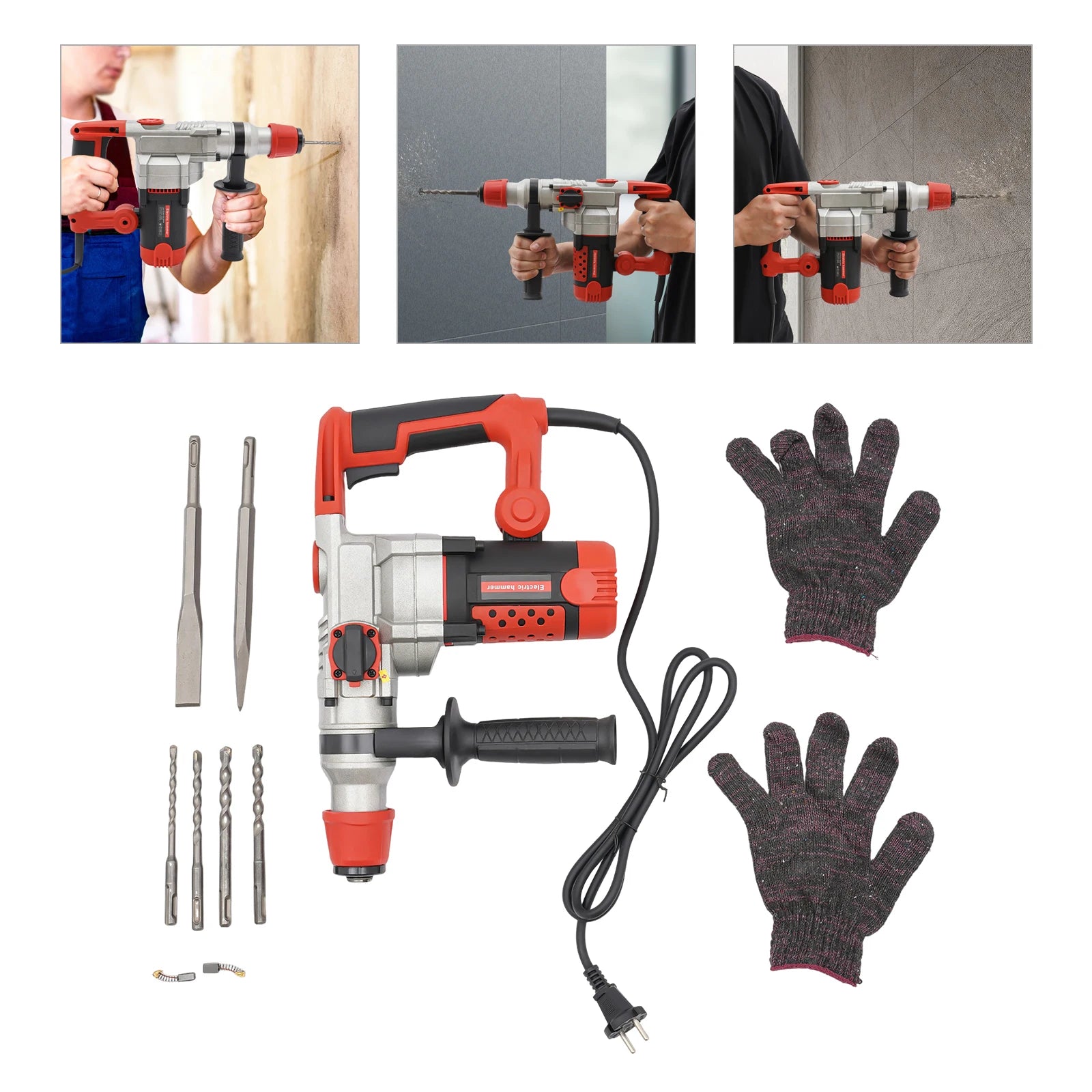 Perceuse percussion rotative électrique 2200W, marteau ciseaux  brise-béton perceuse électrique haute puissance 220V