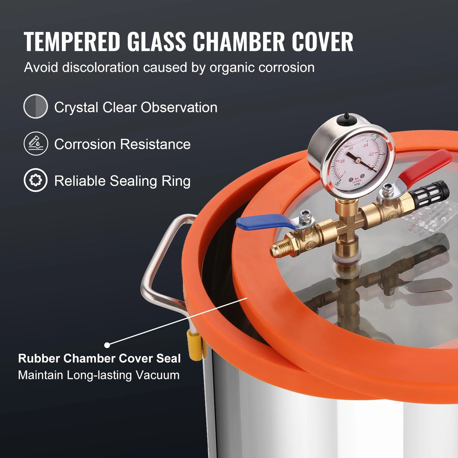 VEVOR Pompe à Vide 100L/min Chambre Vide 11L Kit Dégazage 3Gal 1 Étage Puissante Silencieuse  Fiable Résine Époxy Laboratoire