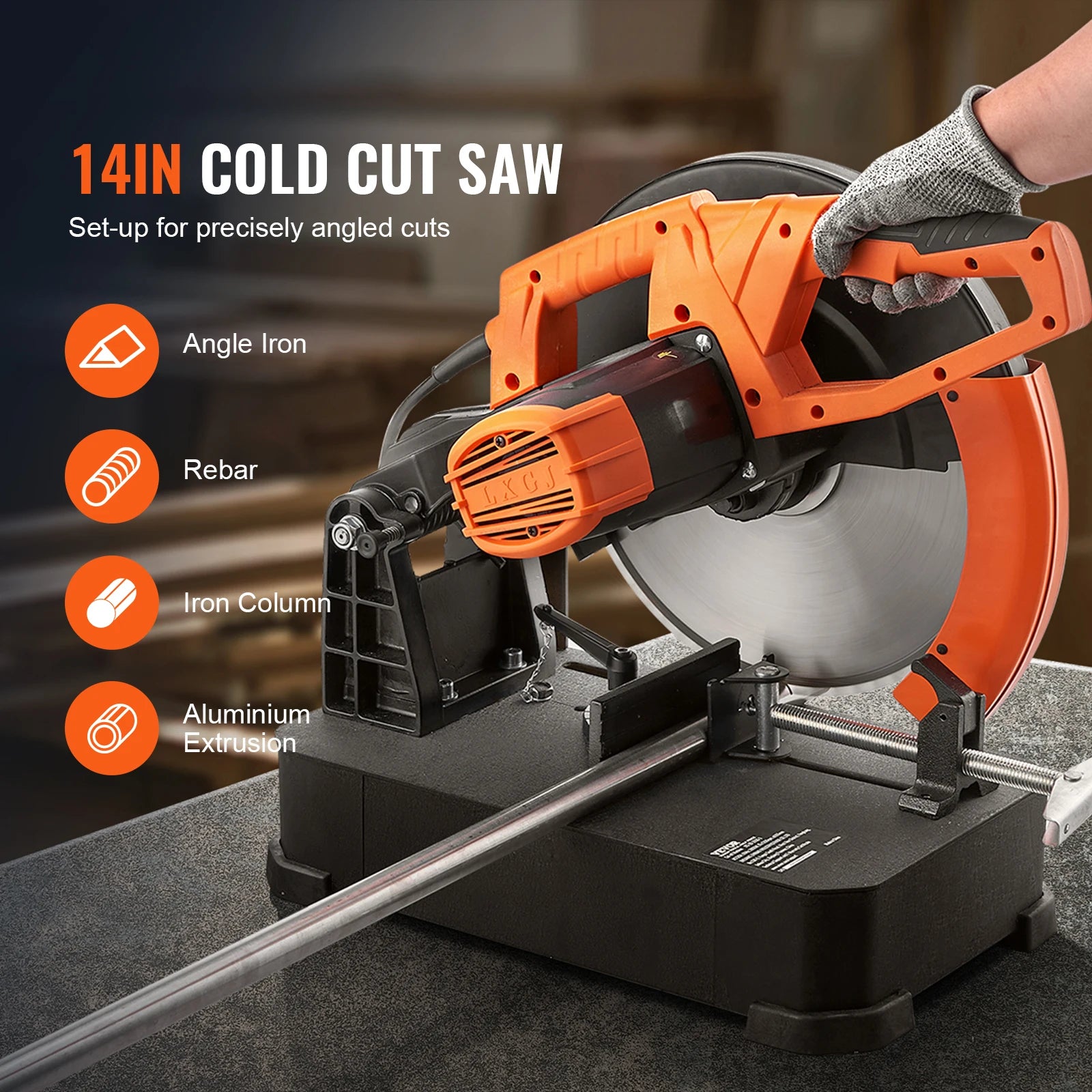 SucceBuy 2800W scie à découper 14 "/355mm diamètre de lame scie à découper 1200 tr/min Machine de découpe d'acier 0-45 ° Scie à découper réglable à coupe sèche