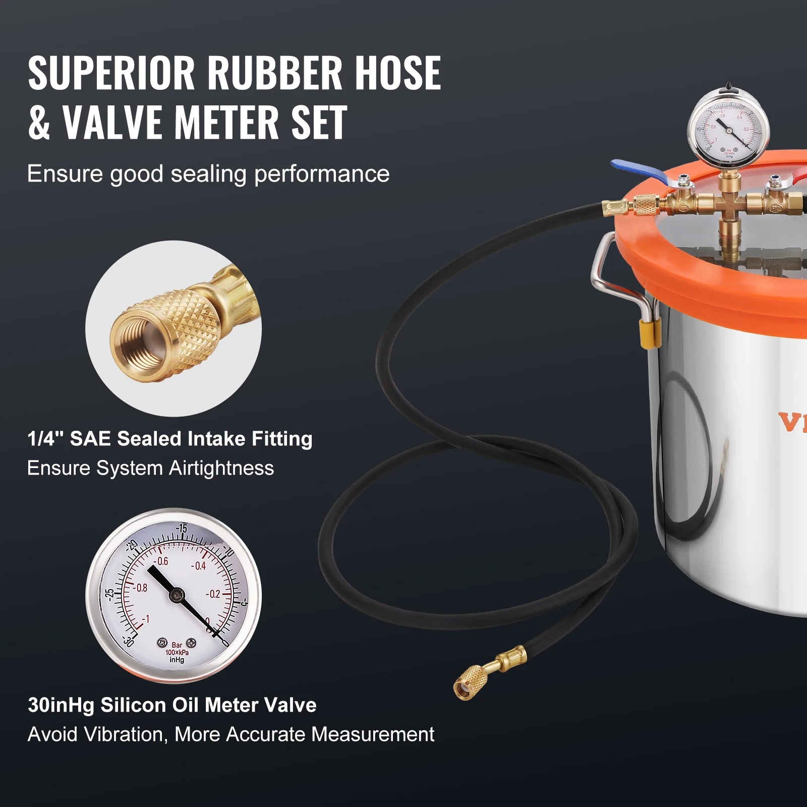 VEVOR Pompe à Vide 100L/min Chambre Vide 11L Kit Dégazage 3Gal 1 Étage Puissante Silencieuse  Fiable Résine Époxy Laboratoire