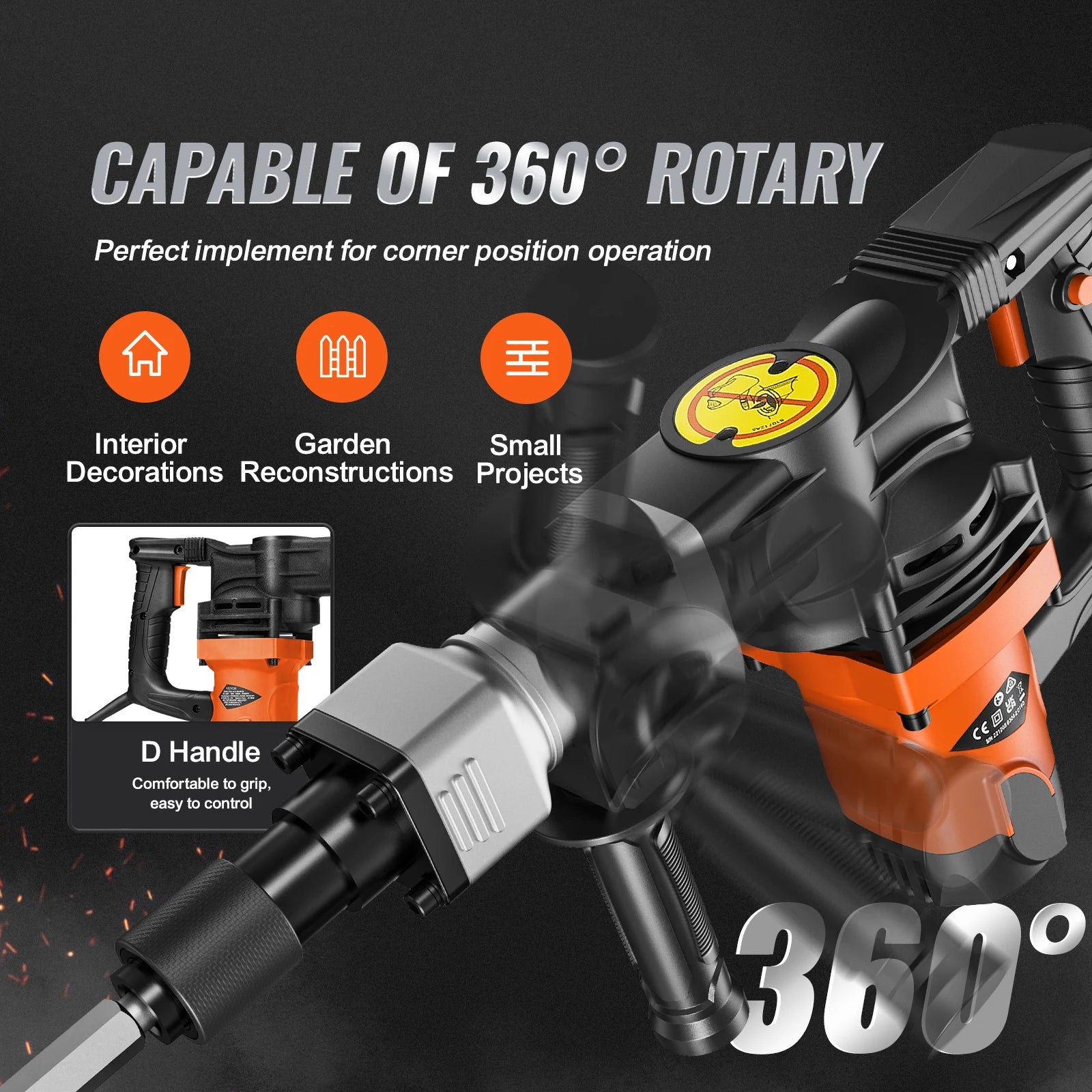 SucceBuy 1400W marteau à cric de démolition marteau à cric électrique robuste 2900 BPM brise-béton 2 pièces fraises écaillage  ⬆ Page priceapplies to limited qu
