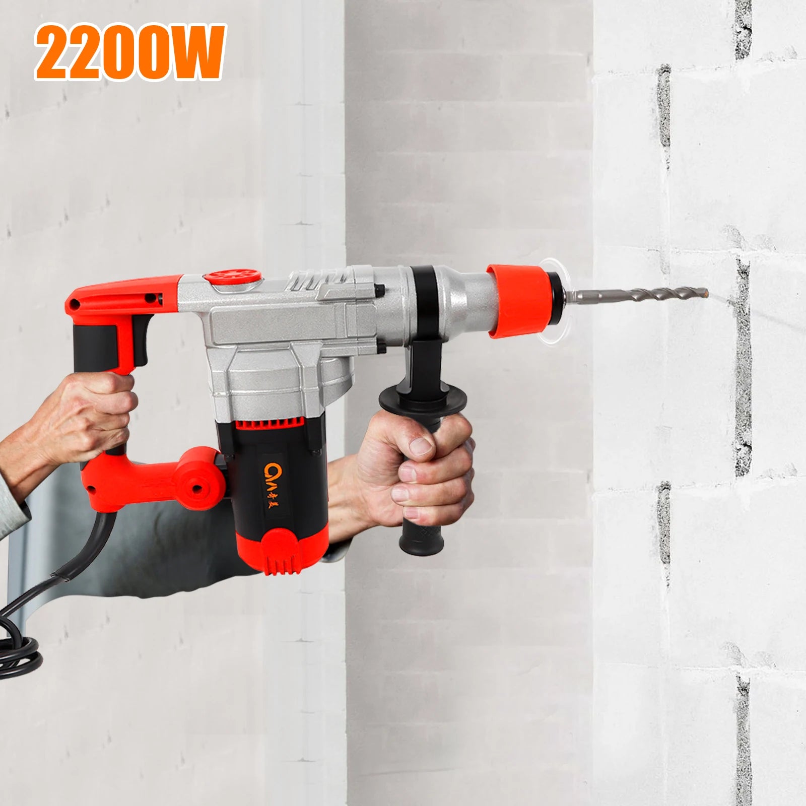 Perceuse percussion rotative électrique 2200W, marteau ciseaux  brise-béton perceuse électrique haute puissance 220V