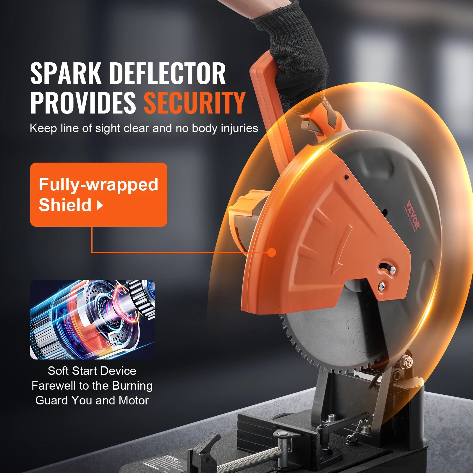 SucceBuy 2800W scie à découper 14 "/355mm diamètre de lame scie à découper 1200 tr/min Machine de découpe d'acier 0-45 ° Scie à découper réglable à coupe sèche