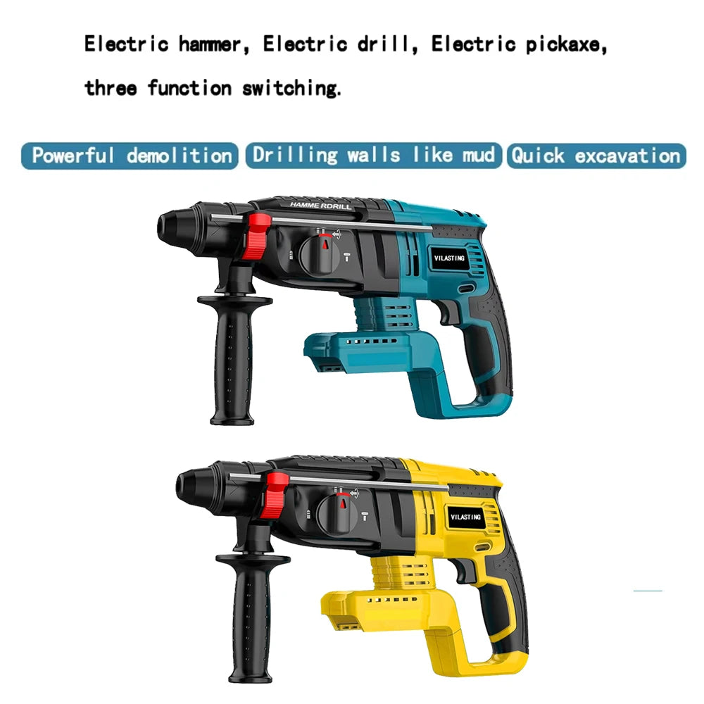 Perceuse à percussion électrique sans balais de 26MM, outils électriques multifonctionnels rotatifs sans fil rechargeables adaptés à la batterie MA KITA/Dewalt 18V