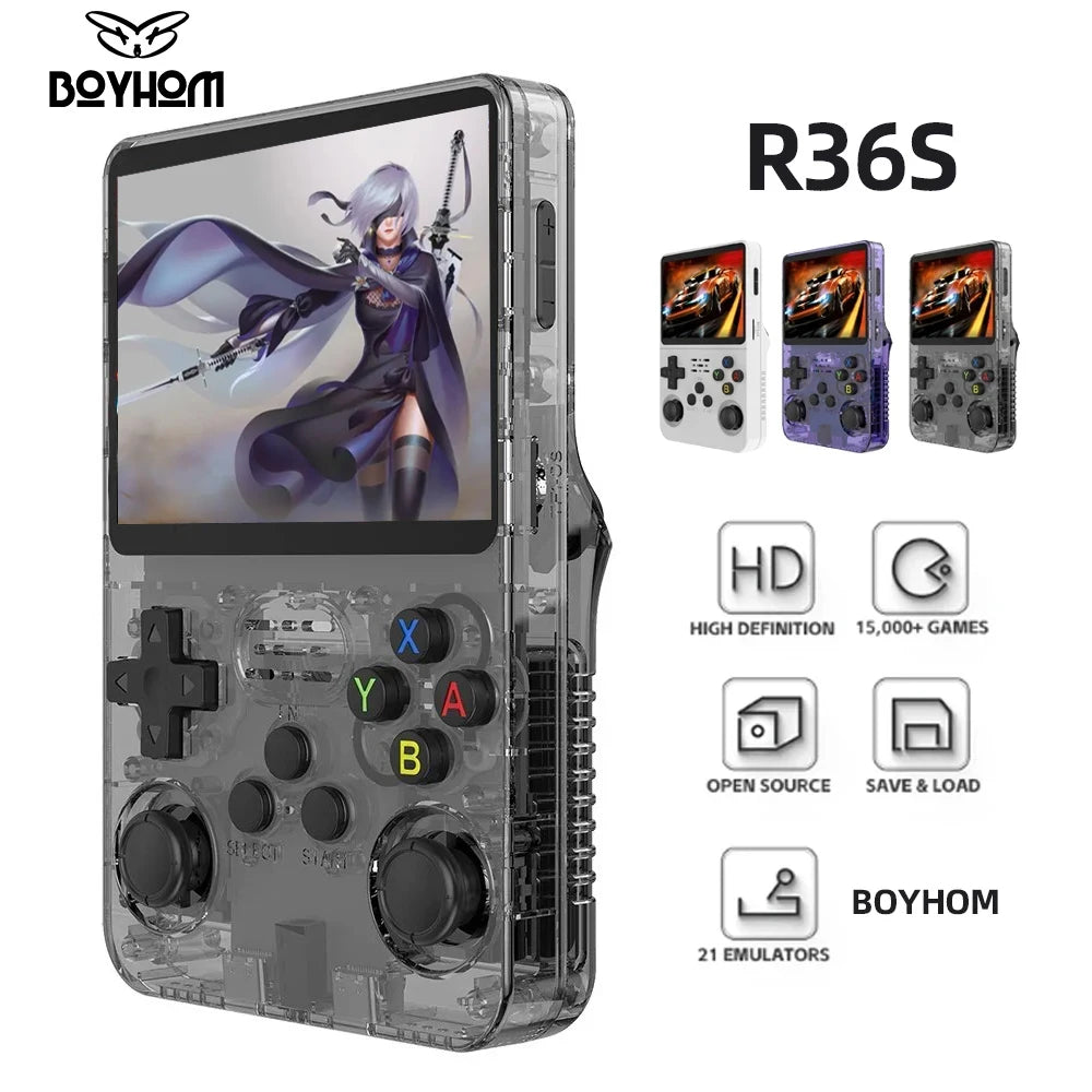 BOYBathroom-Console de jeu vidéo rétro M R36S Pro, système Linux, écran IPS 3.5 ", lecteur vidéo de poche portable, jeux 64 Go