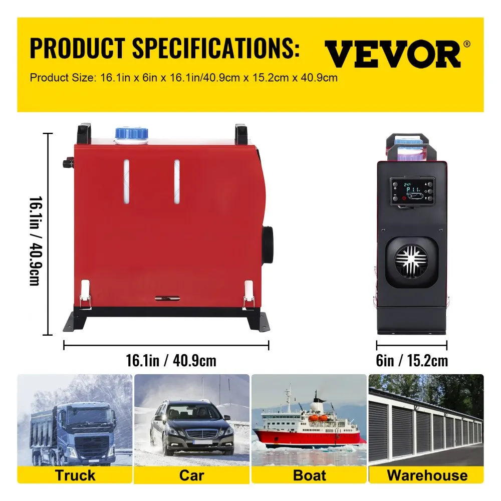 VEVOR – chauffage de voiture à Air Diesel, 5/8kw, 12V, avec télécommande, interrupteur LCD, silencieux, pour camion, bateau, camping-car, chauffage auxiliaire de stationnement