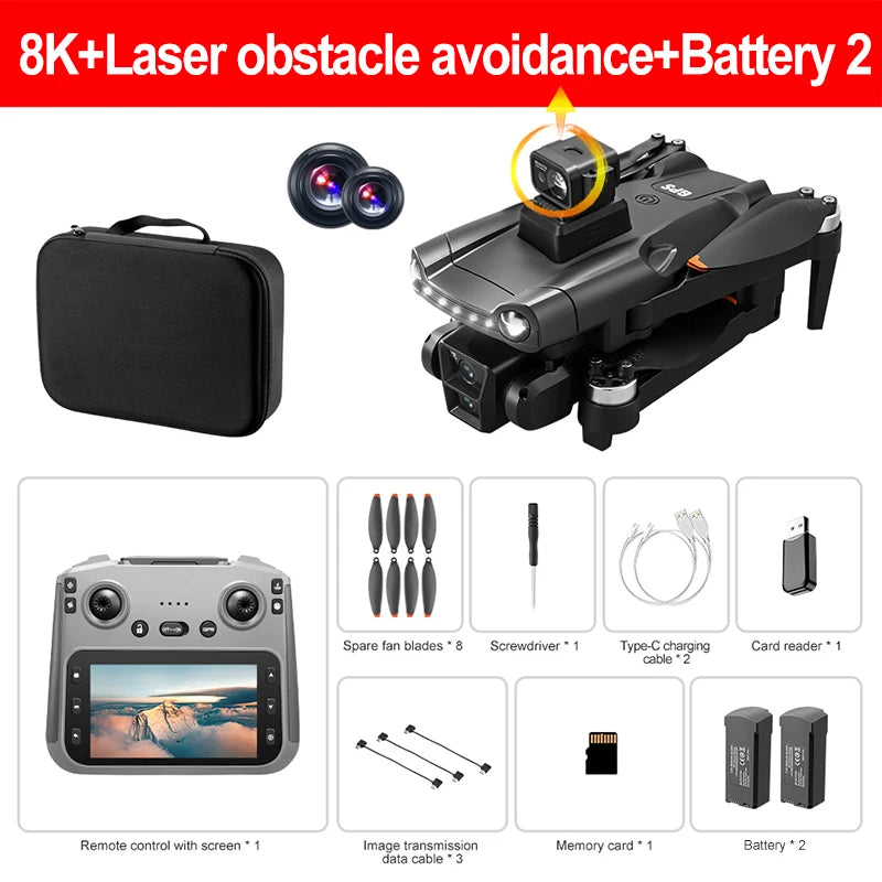 Xiaomi V198MAX GPS Drone 8K caméra professionnelle aérienne FPV brosse Laser Obstacle avec grand écran télécommande pliable Dron