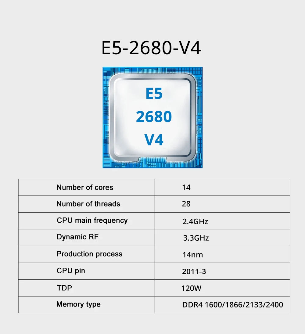 MOUGOL nouveau jeu de carte mère X99 avec Intel Xeon E5 2680 V4 et DDR4 16G (8G * 2) 2133MHz RAM double canal M.2 NVME pour hôte de bureau