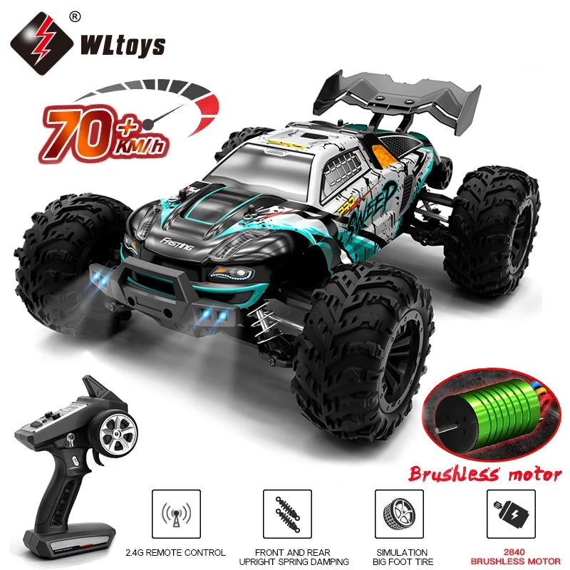 Voiture VersiRC avec LED pour Enfants, Télécommande, Monster Drift High Speed, Camion 4x4, Jouets vs Wltoys 144001, 1:16, 70km, h ou 50km, H