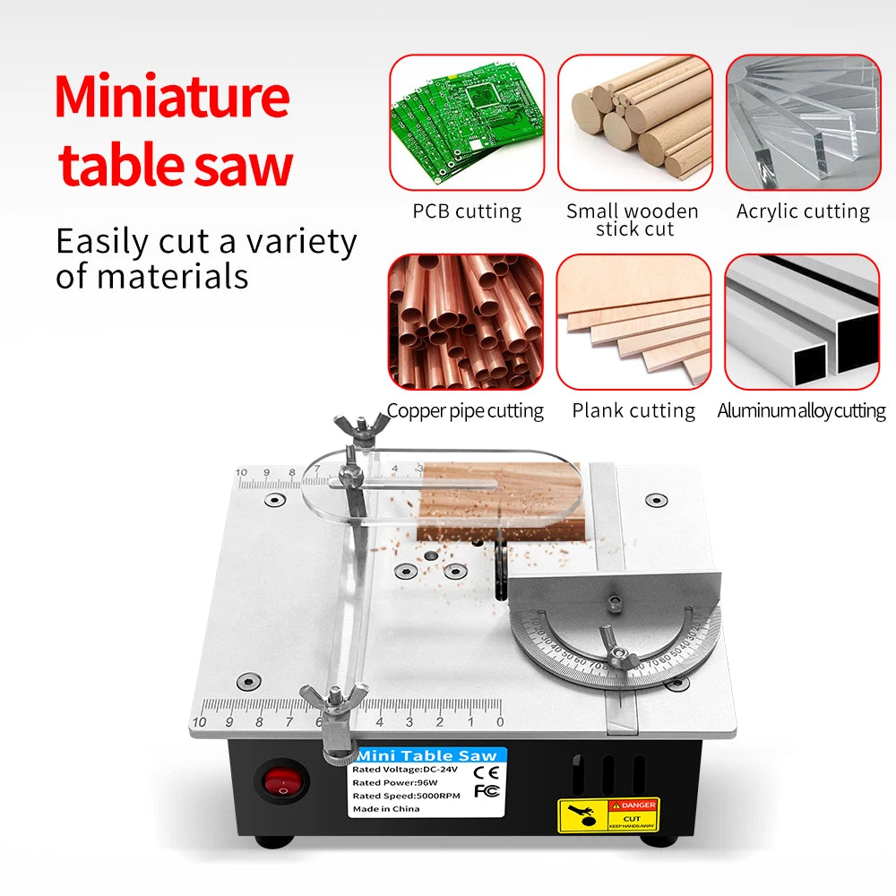 Mini scie de Table compacte 96W 5000 tr/min, Machine de découpe de précision pour bois, PCB, plastique, aluminium, prise ue/US, DIY