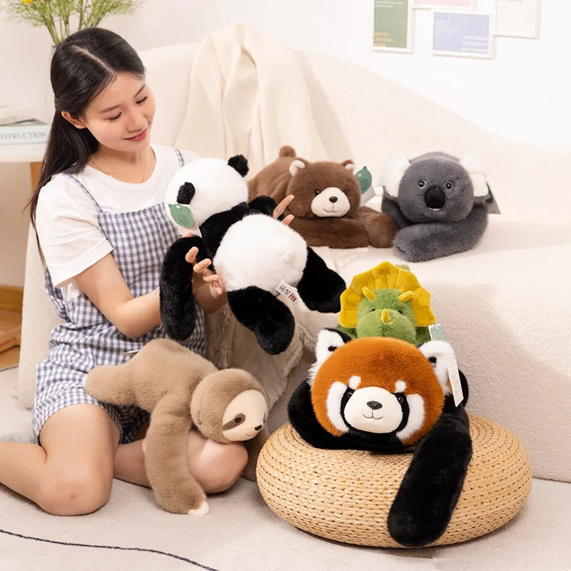 30-65cmKawaii haute qualité forêt Animal en peluche poupée oreiller doux à bras longs raton laveur dinosaure paresseux Panda Koala en peluche jouet décor à la maison