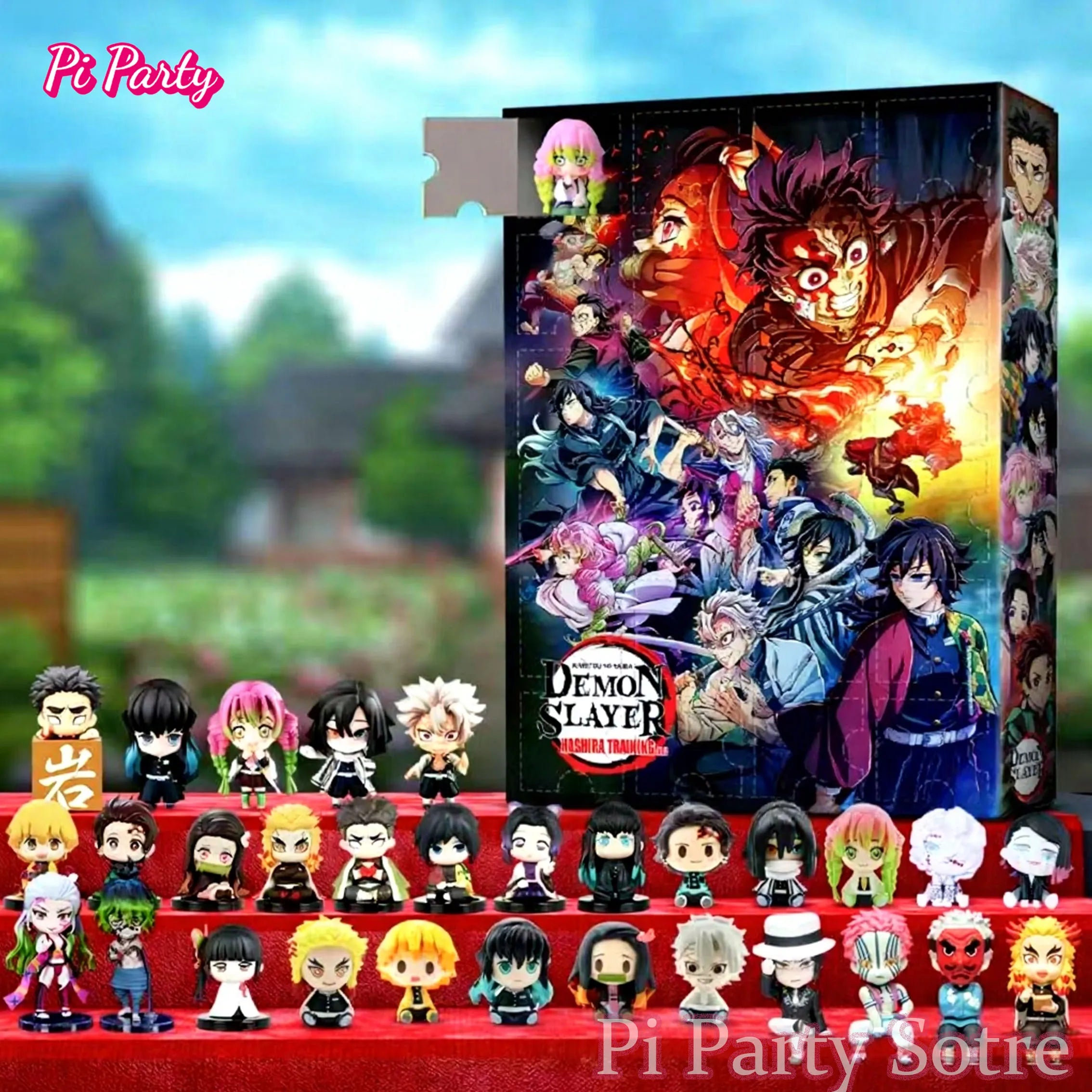 Calendrier de l'Avent Demon Slayer 2025, boîte Surprise de 24 jours, 2 figurines de dessin animé, compte à rebours périphérique, jouet de noël pour enfants, cadeau