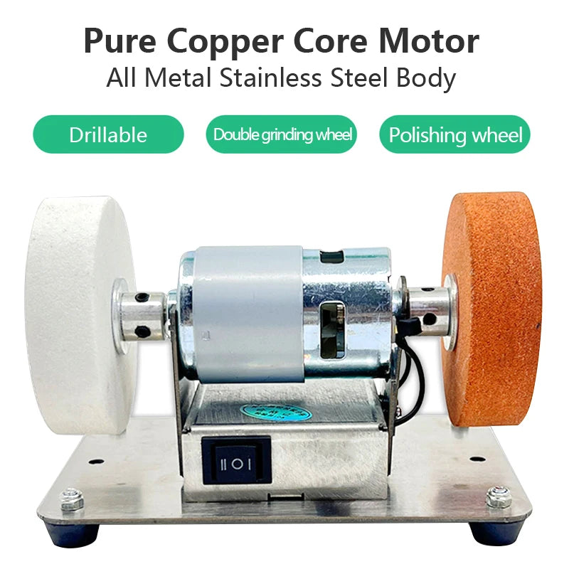 100W Double meuleuse Machine artefact Table meuleuse moteur Micro gros et fin polissage électrique meule meule pierre