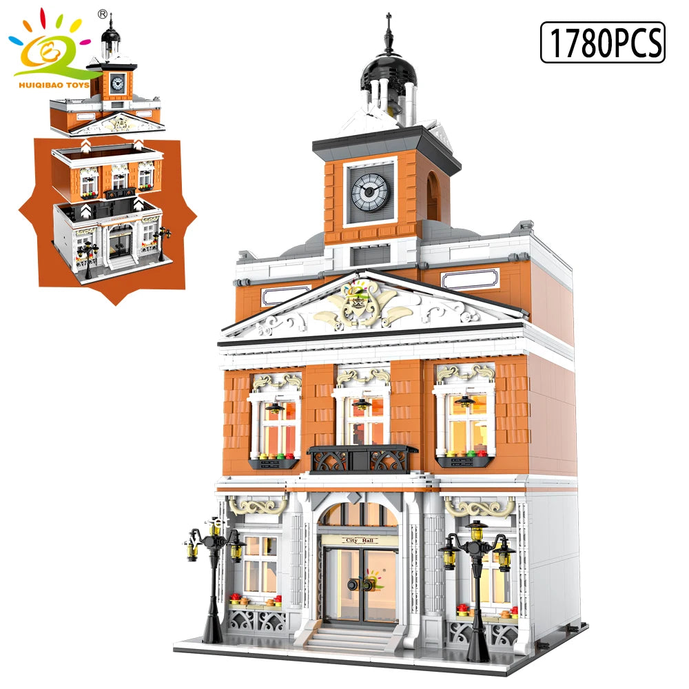 HUIQIBAO jouets MOC ville coin café Architecture Style rue vue Micro blocs de Construction pour enfants briques de Construction