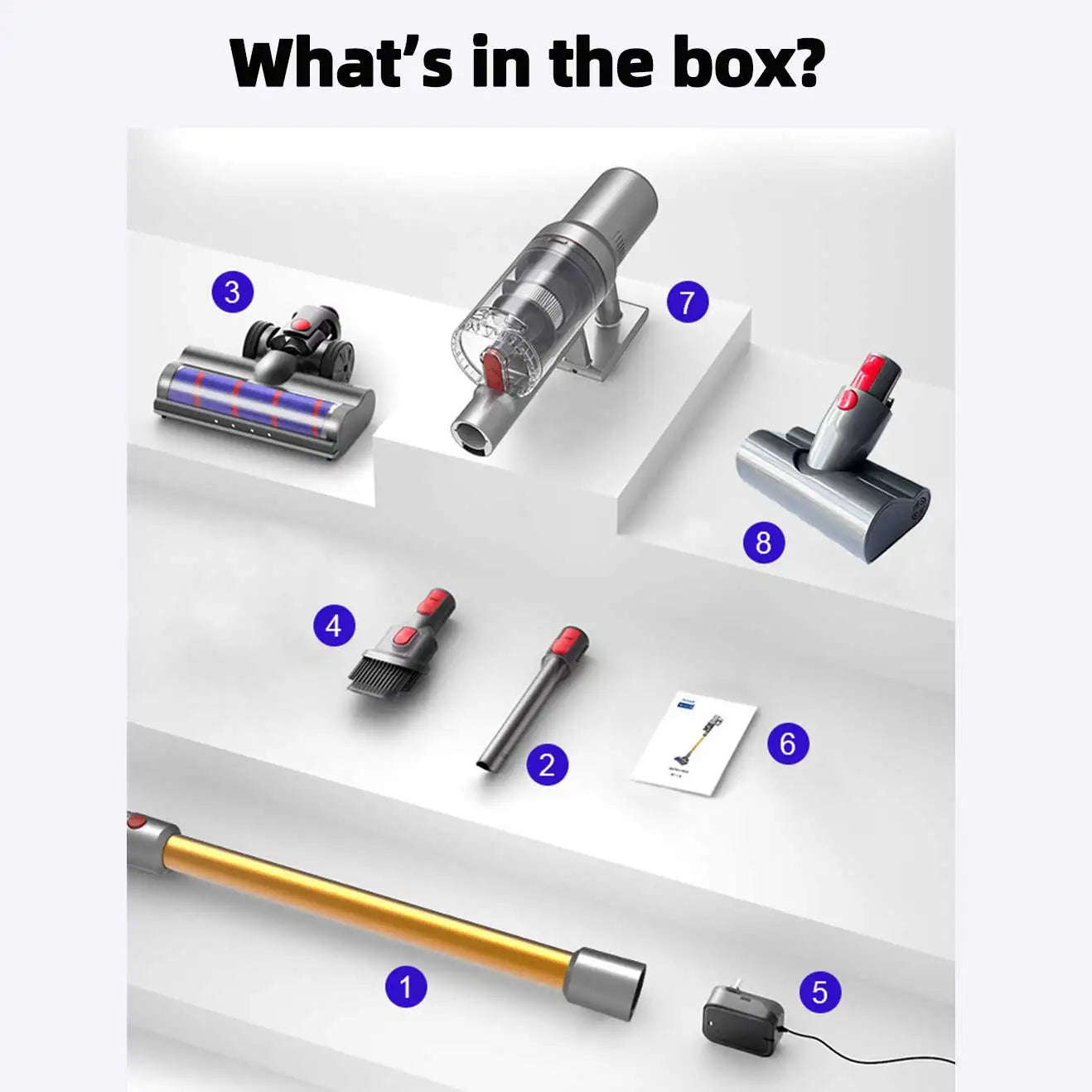 ABIR-aspirateur sans fil VC205, 27000PA, poignées anti-poussière intelligentes, grand écran tactile, pour la maison des animaux domestiques