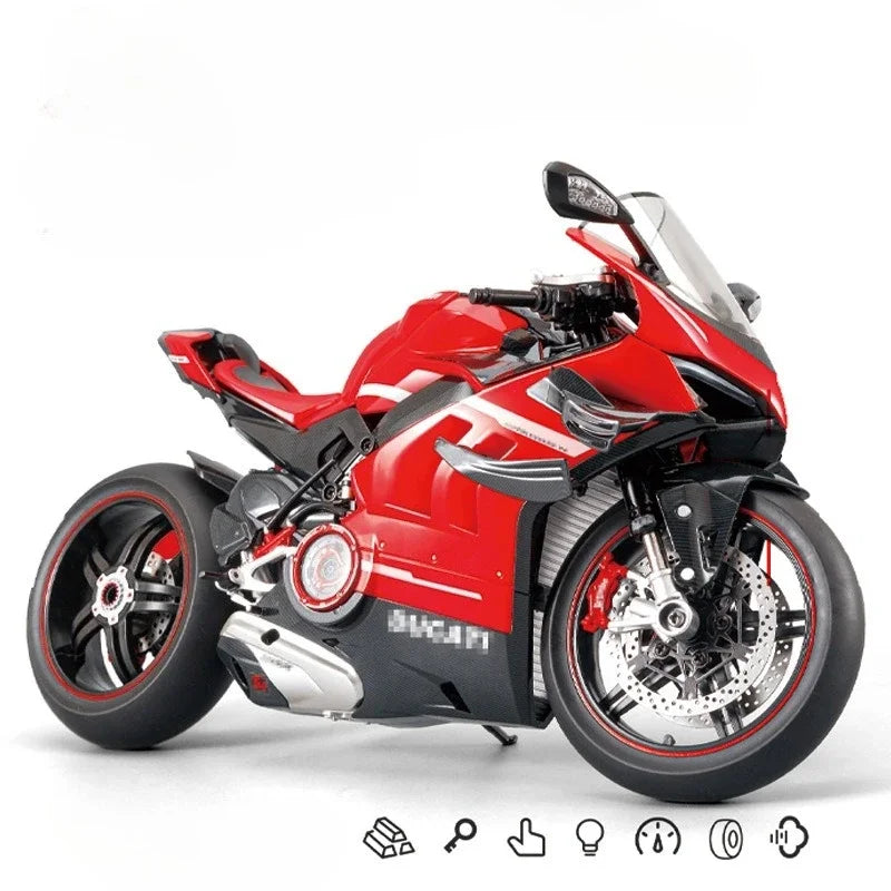 Spray moulé sous pression 1:6 Ducati V4, Collection de modèles de moto en alliage, ornement de Voiture Miniature, cadeau pour petit ami, décoration de maison, véhicule jouet