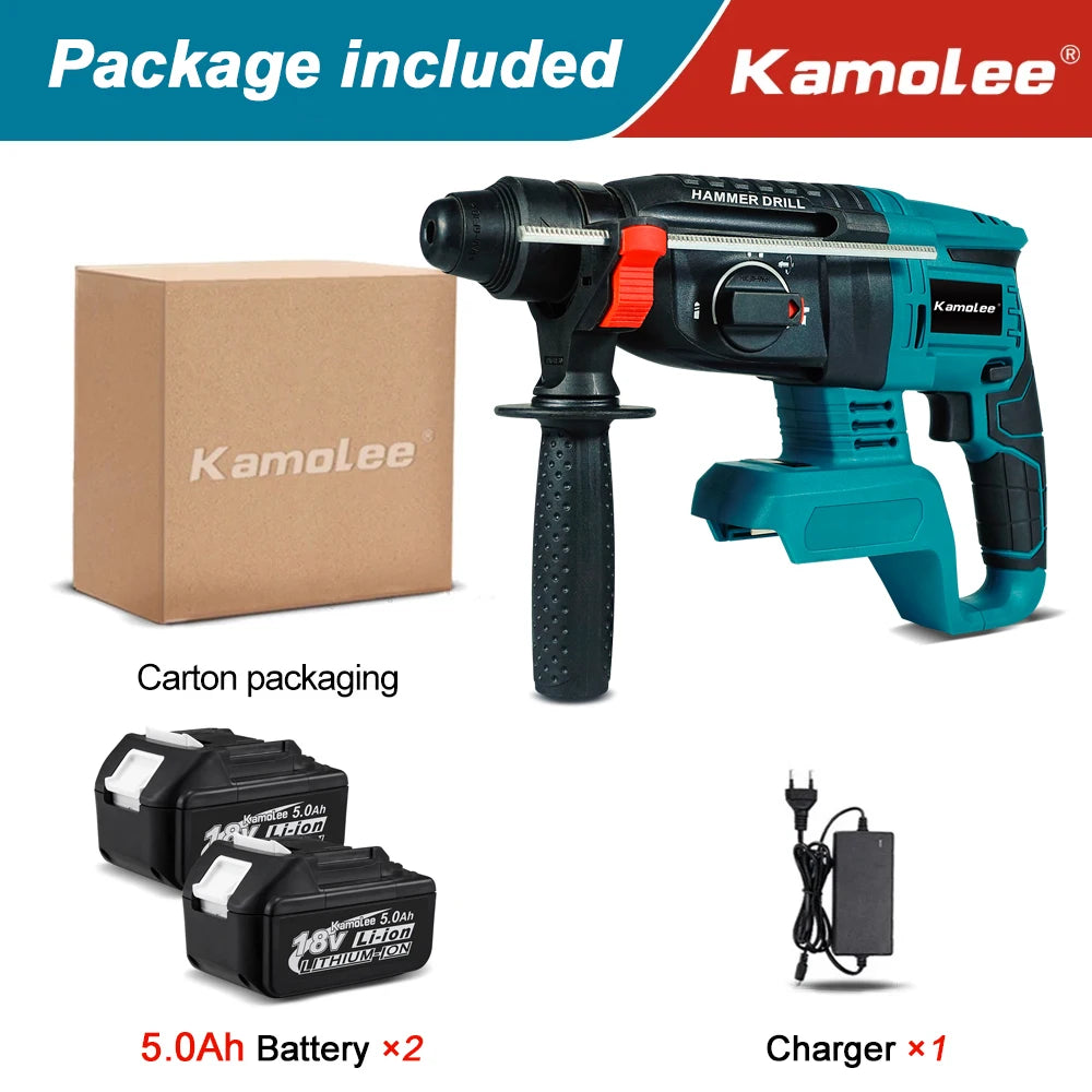 Perceuse à percussion sans fil Kamolee 2000 W 10600 IPM, sans balais, rechargeable.