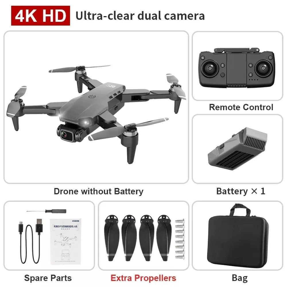 Drone L900 Pro 4K professionnel 5G GPS HD double caméra photographie sans brosse pliable quadrirotor RC Distance 1.2KM Drones jouets