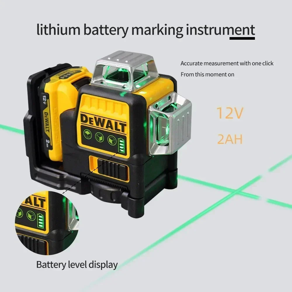 Dewalt – batterie au Lithium 12V verticale, 3 côtés x 360 degrés, 12 lignes, niveau Laser, compteur vert horizontal, outil extérieur, nouveauté 2025