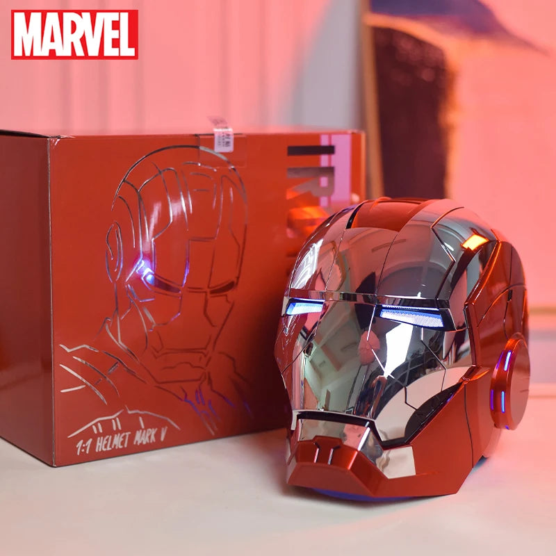 AutoKing-Casque Iron Man avec Commande Vocale, Yeux avec Lumière, Modèle Jouets pour Adulte, Électrique, Portable, Cosplay, Cadeau de Noël, Nouveau, 1:1, Mk5