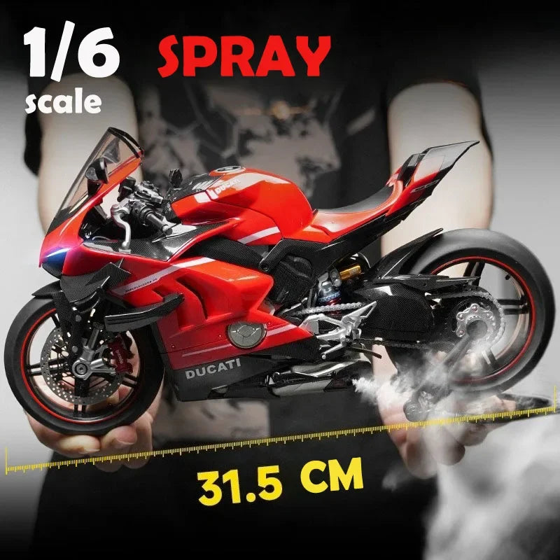 Spray moulé sous pression 1:6 Ducati V4, Collection de modèles de moto en alliage, ornement de Voiture Miniature, cadeau pour petit ami, décoration de maison, véhicule jouet