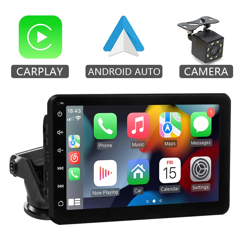 Hippcron-Lecteur vidéo de limitation d'autoradio, Carplay sans fil, Android Auto, écran tactile universel portable, 7 pouces