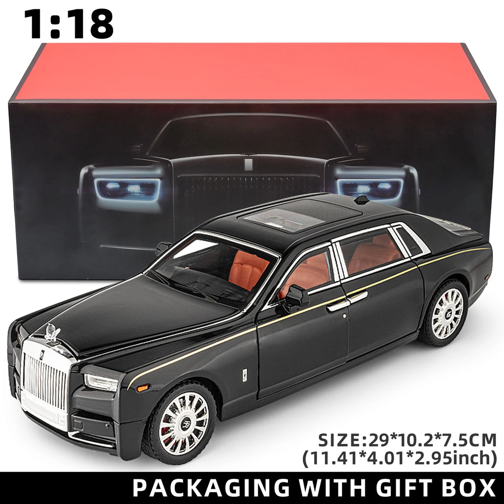 Voiture miniature Rolls-Royce Phantom à l'échelle 1:18, en alliage de zinc, avec rétrofriction, effets sonores et lumineux, modèle réduit réaliste (Toy111).