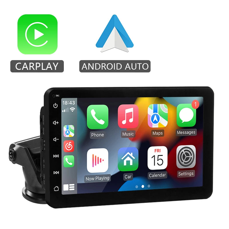 Hippcron-Lecteur vidéo de limitation d'autoradio, Carplay sans fil, Android Auto, écran tactile universel portable, 7 pouces