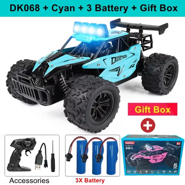 Voiture télécommandée RC Drift Racing 1:16, véhicule tout-terrain en alliage, Radio 2.4G, camions à grande vitesse avec lumière LED, cadeau d'escalade, jouet pour enfant