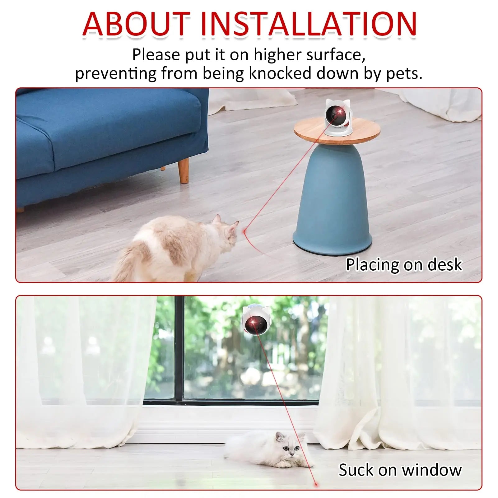Jouet Laser Automatique Rechargeable pour Chats – Mouvement Aléatoire, Silencieux, Modes Lent & Rapide – Convient aux Chats, Chatons et Chiens