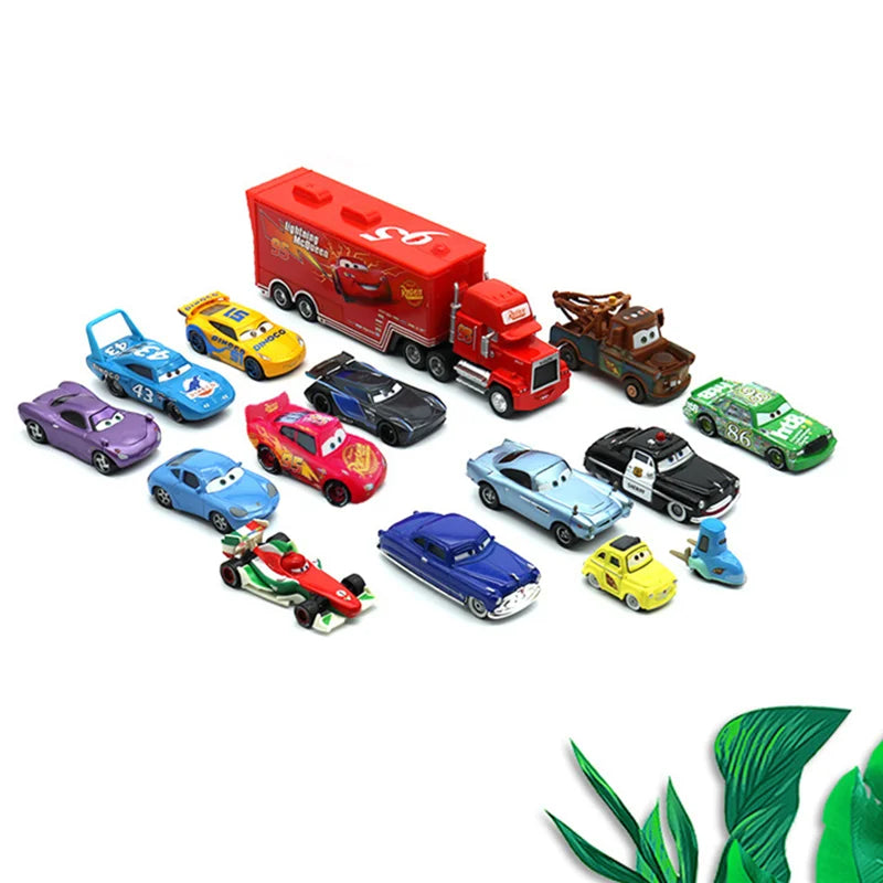 Disney Pixar Cars McQueen Mater Mack oncle camion alliage moulé sous pression voiture 1:55 modèle radiateur ressorts ville 15/13/8 pièces boîtes de voiture cadeau