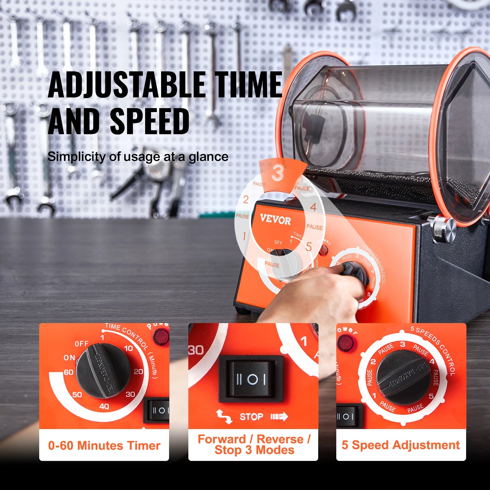 SucceBuy 3kg 5kg gobelet rotatif polisseuse de Surface bijoux tambour Machine à polir gemme bricolage Mini-gobelet outils de finition