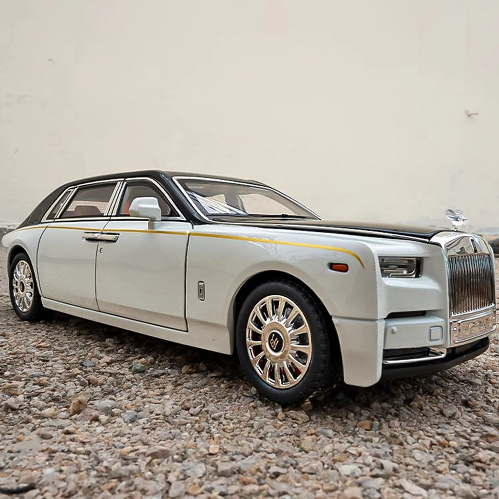 Voiture miniature Rolls-Royce Phantom à l'échelle 1:18, en alliage de zinc, avec rétrofriction, effets sonores et lumineux, modèle réduit réaliste (Toy111).