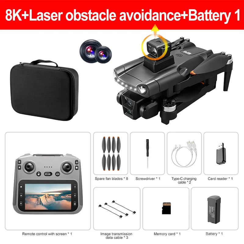 Xiaomi V198MAX GPS Drone 8K caméra professionnelle aérienne FPV brosse Laser Obstacle avec grand écran télécommande pliable Dron