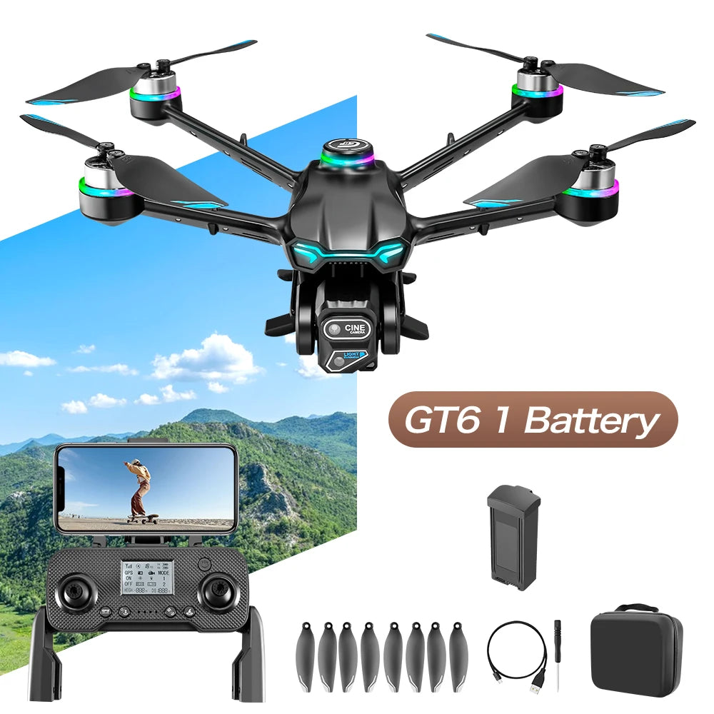 2025 Hot GT6 Drone 8K professionnel HD double caméra GPS retour intelligent 5G WIFI évitement d'obstacles sans brosse pliable quadrirotor Dron