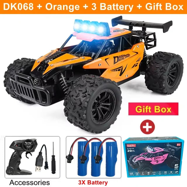 Voiture télécommandée RC Drift Racing 1:16, véhicule tout-terrain en alliage, Radio 2.4G, camions à grande vitesse avec lumière LED, cadeau d'escalade, jouet pour enfant