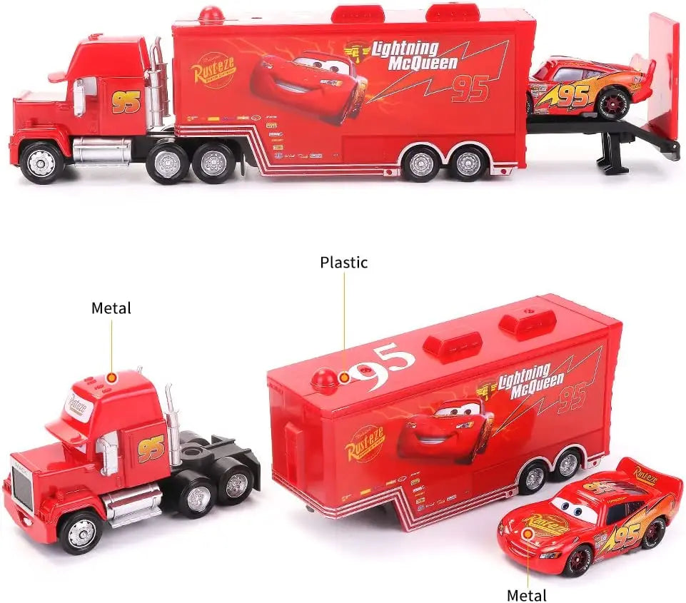 Disney Pixar Cars McQueen Mater Mack oncle camion alliage moulé sous pression voiture 1:55 modèle radiateur ressorts ville 15/13/8 pièces boîtes de voiture cadeau
