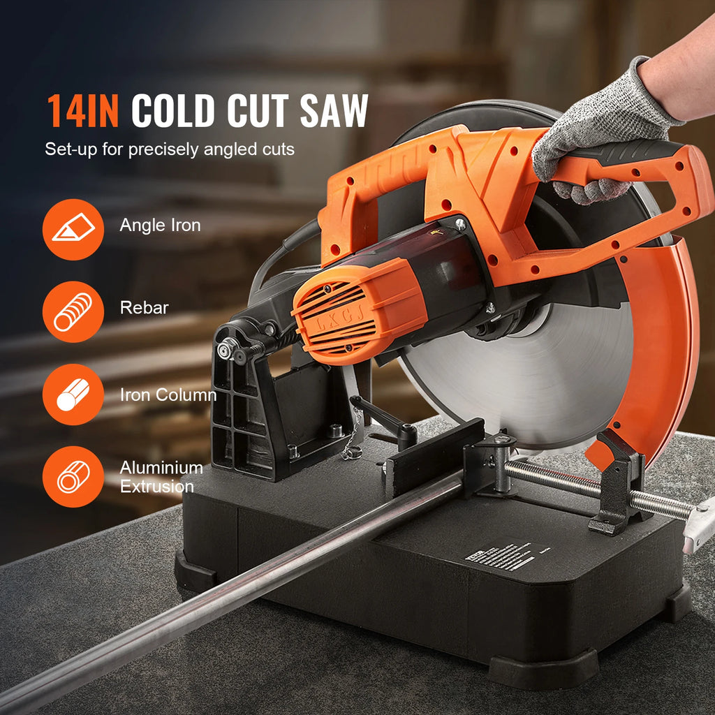 SucceBuy 2800W scie à découper 14 "/355mm diamètre de lame scie à découper 1200 tr/min Machine de découpe d'acier 0-45 ° Scie à découper réglable à coupe sèche
