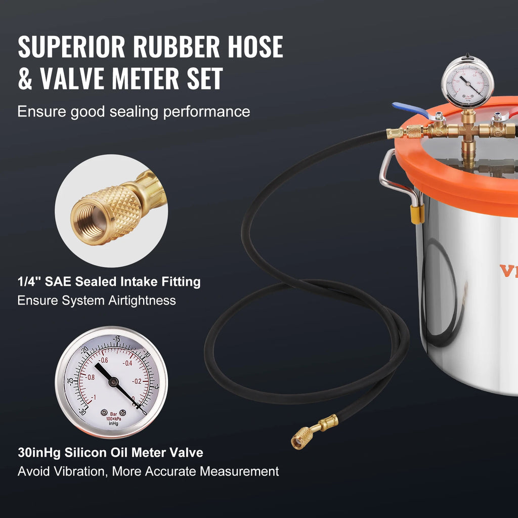 VEVOR Pompe à Vide 100L/min Chambre Vide 11L Kit Dégazage 3Gal 1 Étage Puissante Silencieuse  Fiable Résine Époxy Laboratoire