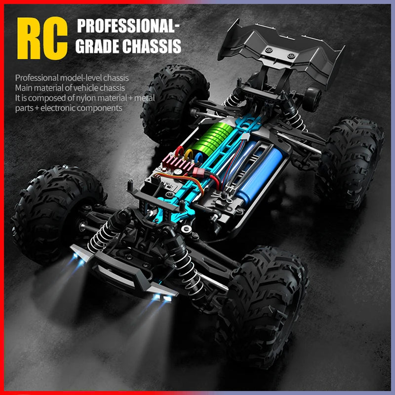 Voiture Rc tout-terrain 4x4 haute vitesse 70 KM/H, voiture télécommandée  phare LED sans balais 4WD 1/16, camion monstre, jouets pour garçons, cadeau