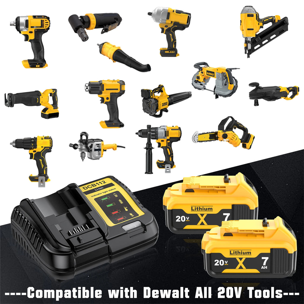 Pour Dewalt 18 V/20 volts MAX DCB200 remplacement de batterie au Lithium 18 V DCB203 DCB184 DCB182 180 DCB181 DCB182 DCB201 DCB206 chargeur