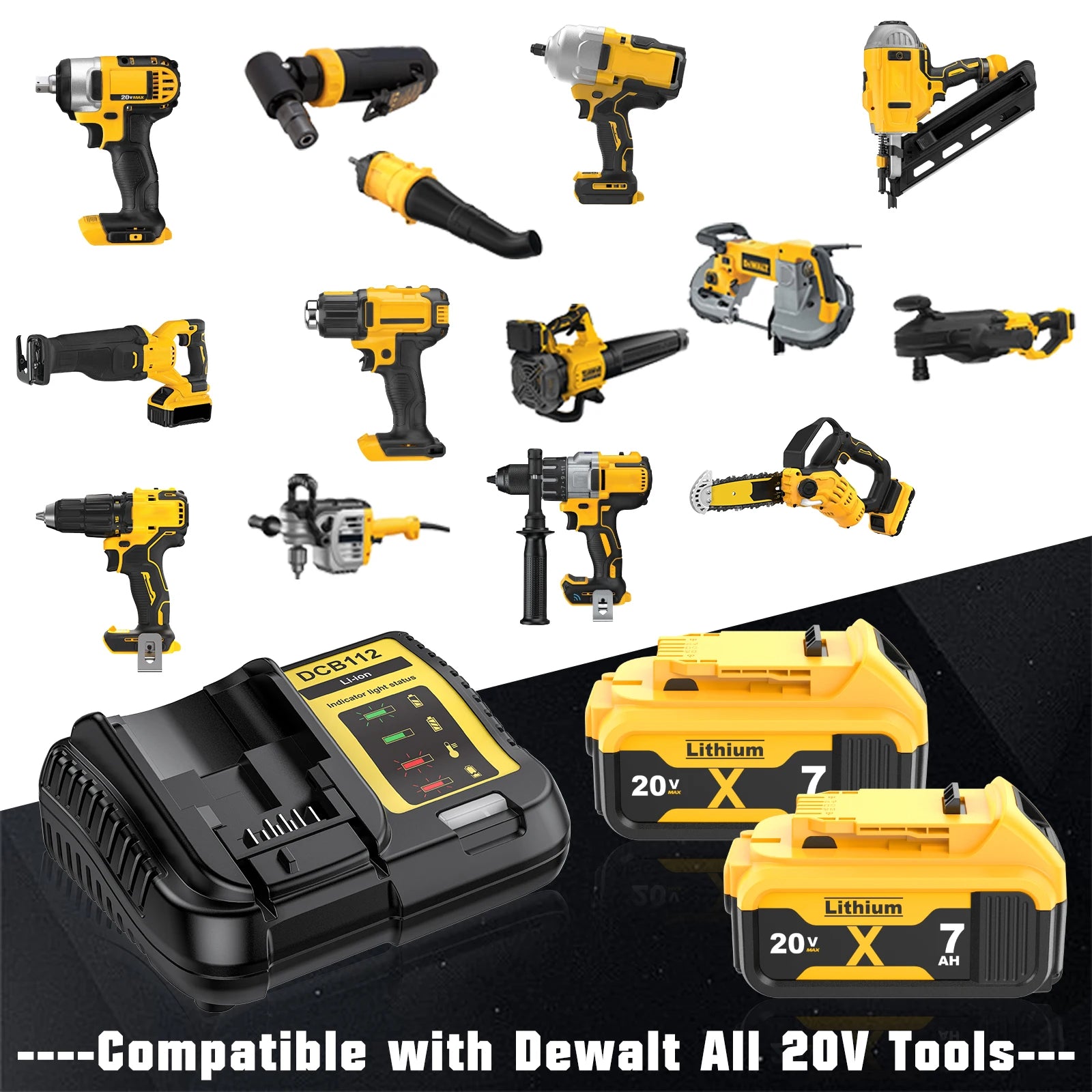 Pour Dewalt 18 V/20 volts MAX DCB200 remplacement de batterie au Lithium 18 V DCB203 DCB184 DCB182 180 DCB181 DCB182 DCB201 DCB206 chargeur