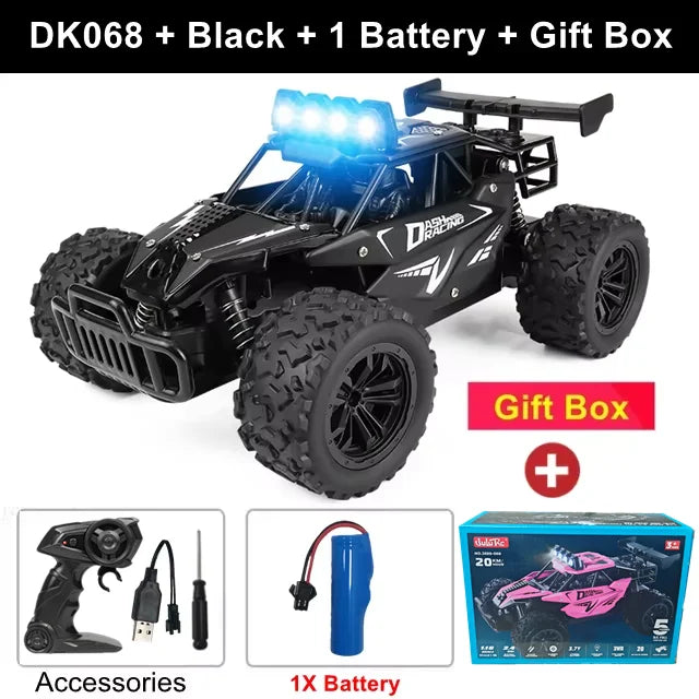 Voiture télécommandée RC Drift Racing 1:16, véhicule tout-terrain en alliage, Radio 2.4G, camions à grande vitesse avec lumière LED, cadeau d'escalade, jouet pour enfant