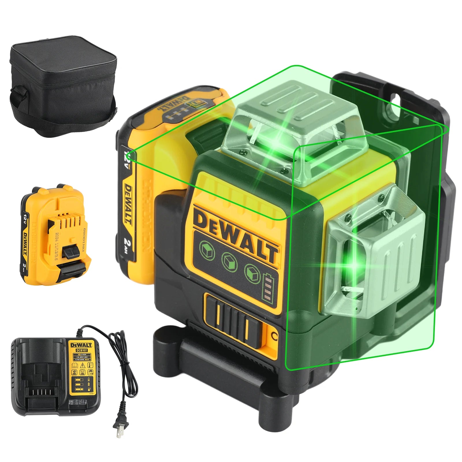 2025 Nouveau Niveau Laser DEWALT DW089LG – Batterie 12V Lithium, Lignes Vertes 360° Horizontales & Verticales, Couverture sur 3 Côtés – Précision Pro pour Bricolage et Chantier