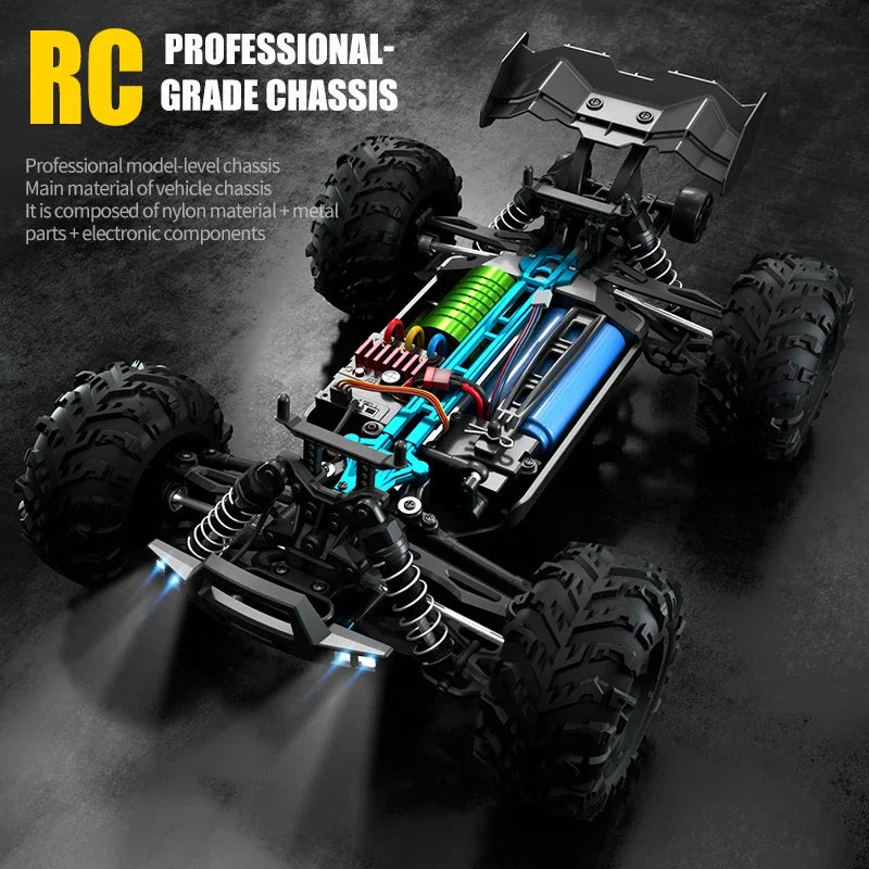Voiture VersiRC avec LED pour Enfants, Télécommande, Monster Drift High Speed, Camion 4x4, Jouets vs Wltoys 144001, 1:16, 70km, h ou 50km, H