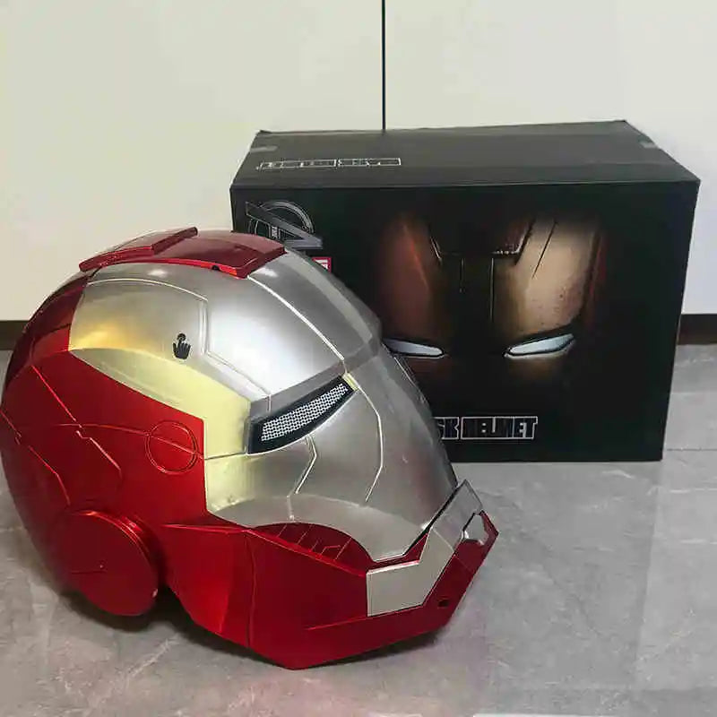 Casque Iron Man Mk5 casque à commande vocale électrique 1/1 Cosplay yeux Led masque en métal modèle jouet pour enfants adultes cadeaux de noël