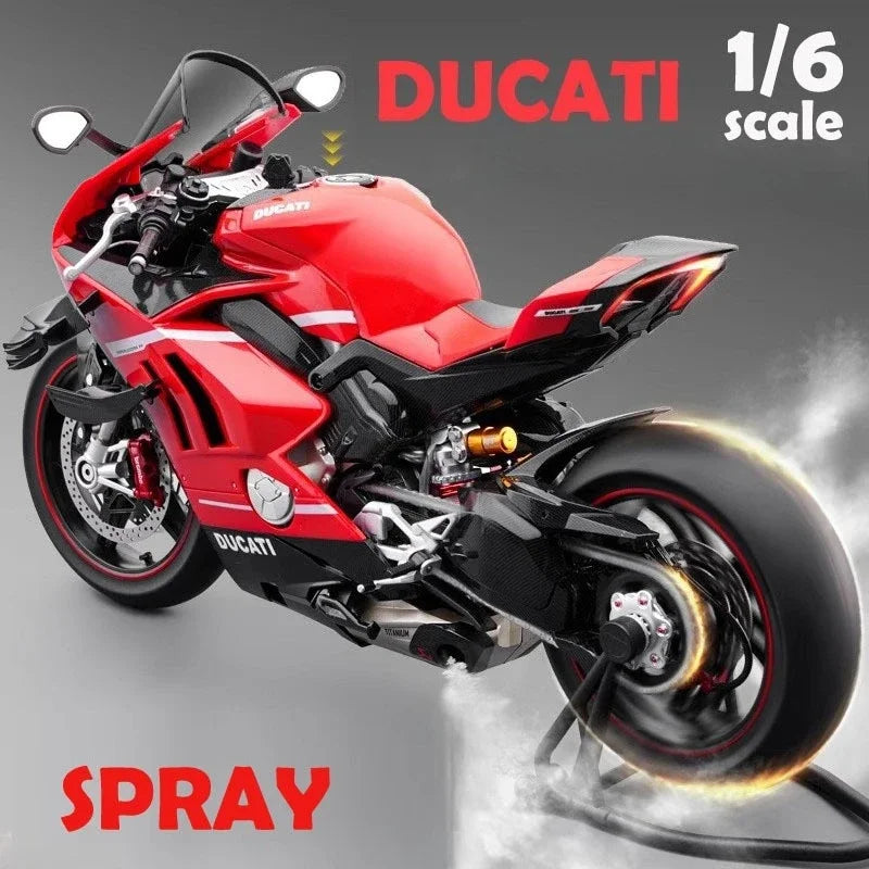 Spray moulé sous pression 1:6 Ducati V4, Collection de modèles de moto en alliage, ornement de Voiture Miniature, cadeau pour petit ami, décoration de maison, véhicule jouet