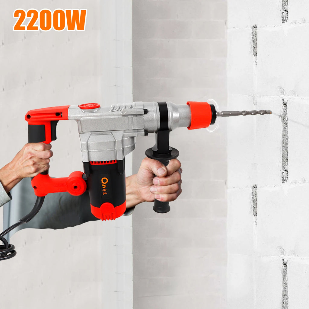 Perceuse percussion rotative électrique 2200W, marteau ciseaux  brise-béton perceuse électrique haute puissance 220V