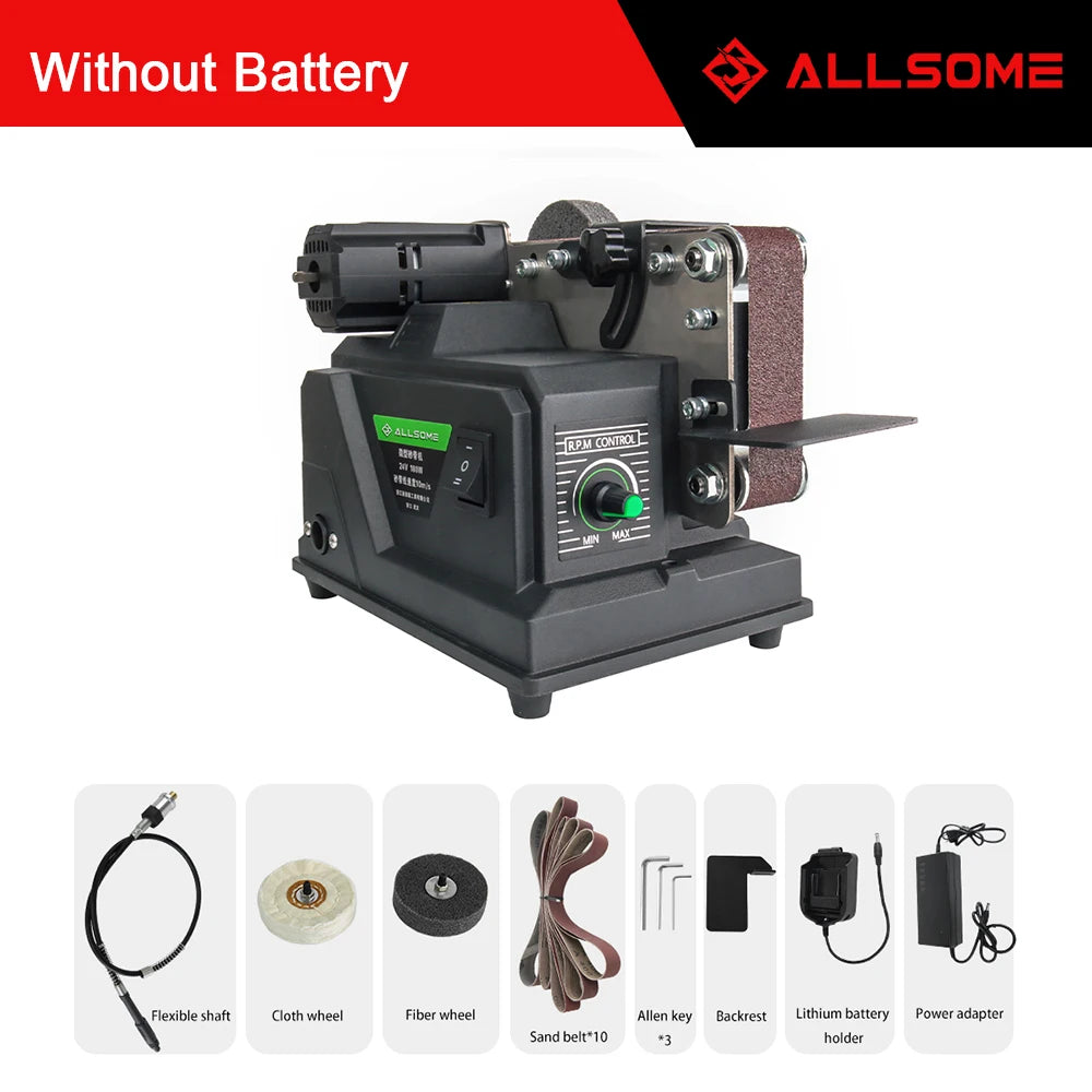 Allsome-Mini ponceuse à bande électrique, 180W, 533x30mm, compatible avec les batteries Makita 18V et AC 220V, 10 pièces