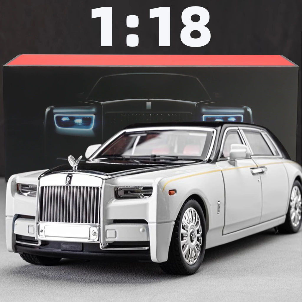 Voiture miniature Rolls-Royce Phantom à l'échelle 1:18, en alliage de zinc, avec rétrofriction, effets sonores et lumineux, modèle réduit réaliste (Toy111).